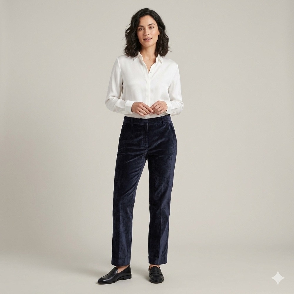 NEW Rebecca Taylor High Rise Straight Leg Velvet Pant Carbon Gray Size 10